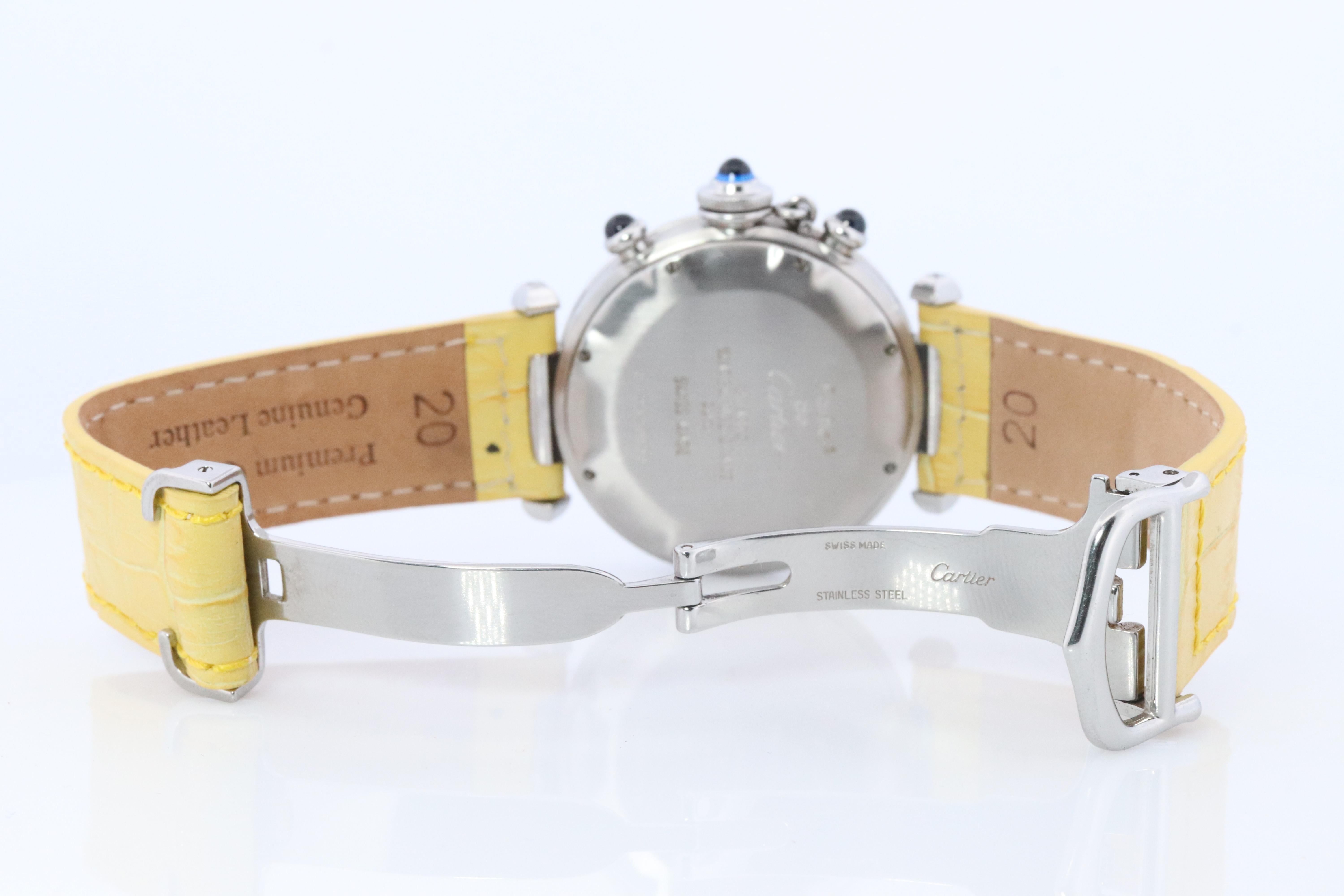 De los hombres Vintage Cartier PASHA Cronógrafo 38mm. Rara esfera amarilla W3100355. en venta