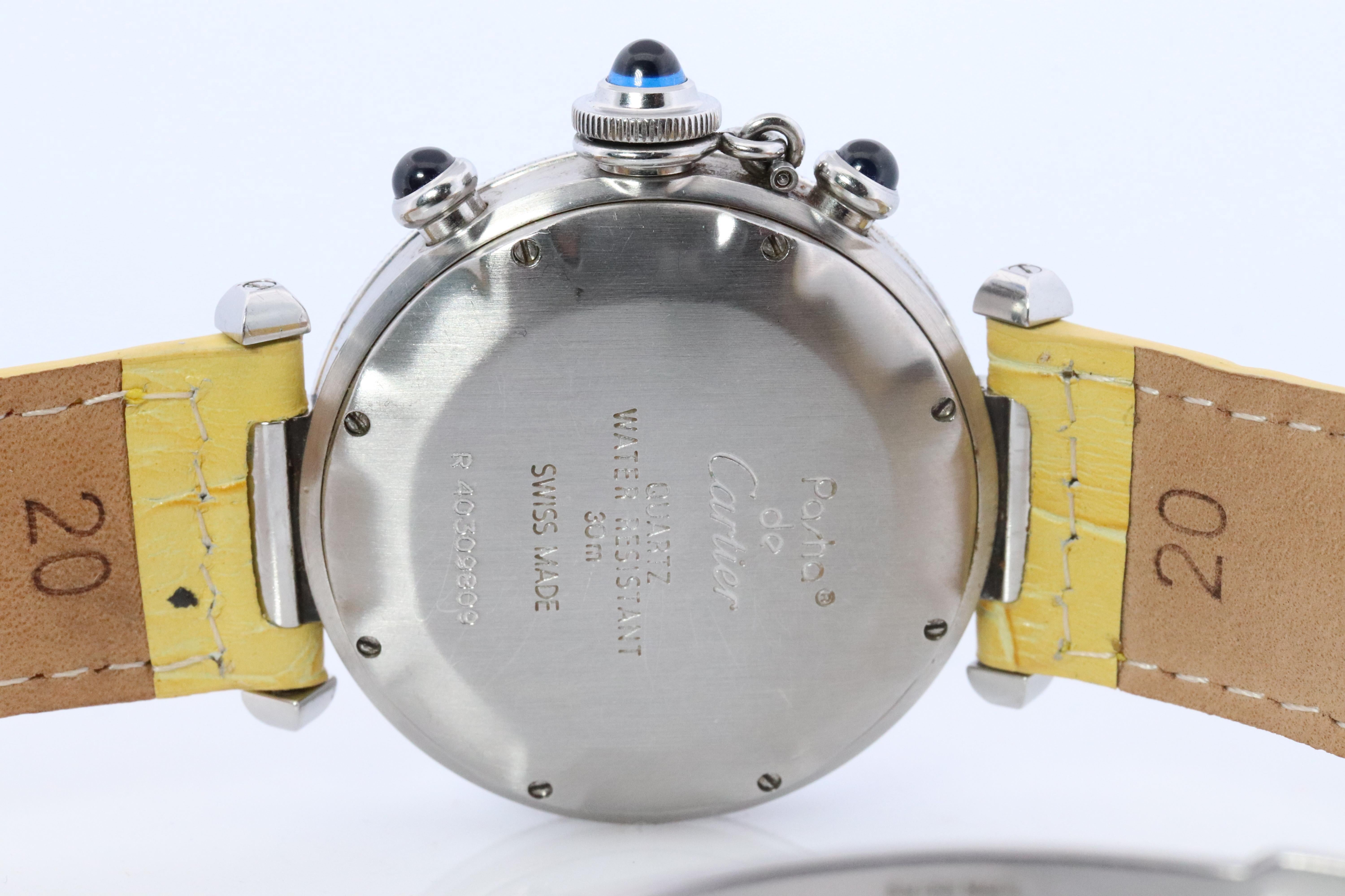 Vintage Cartier PASHA Cronógrafo 38mm. Rara esfera amarilla W3100355. en venta 2