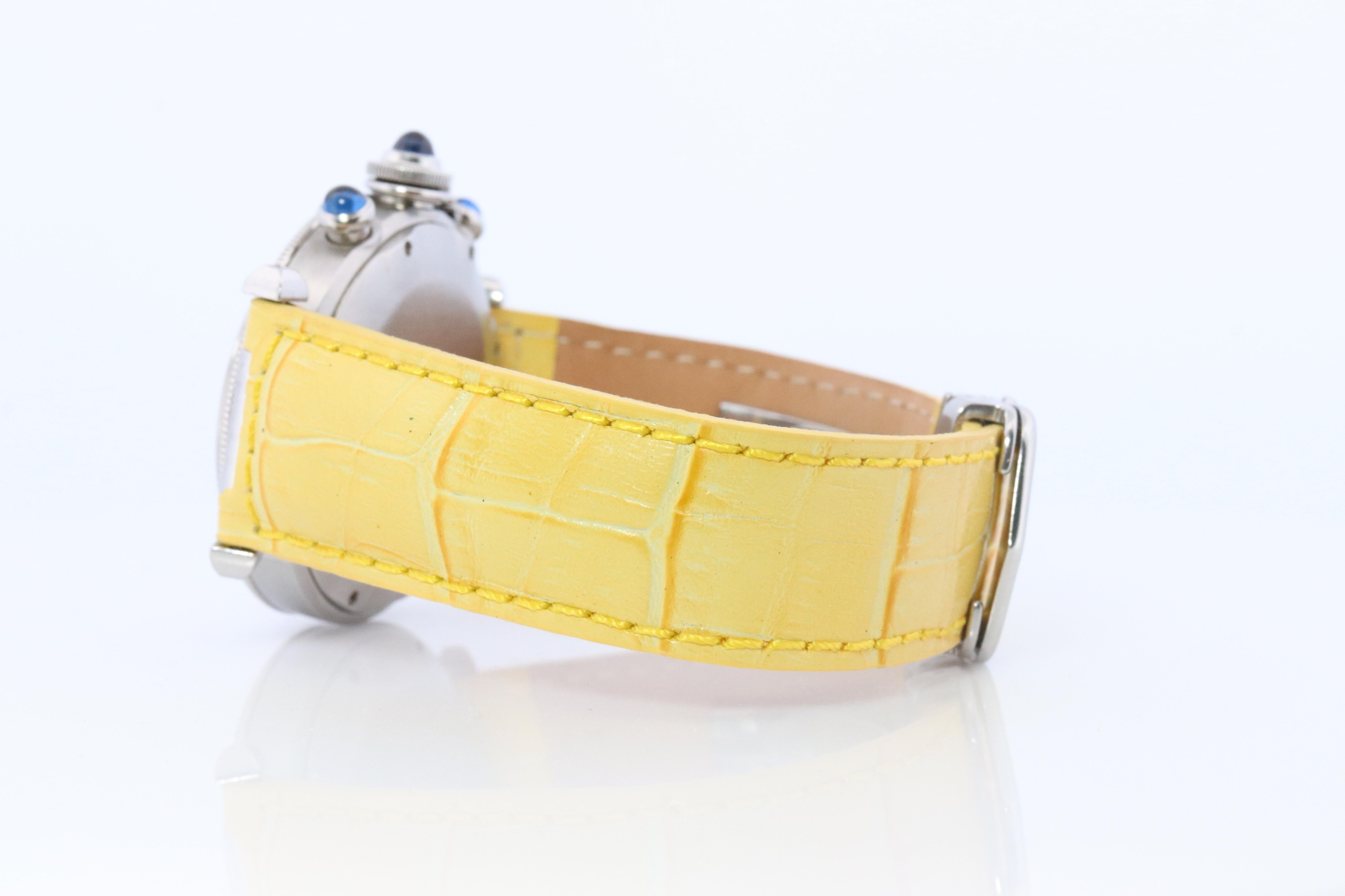 Vintage Cartier PASHA Cronógrafo 38mm. Rara esfera amarilla W3100355. en venta 3