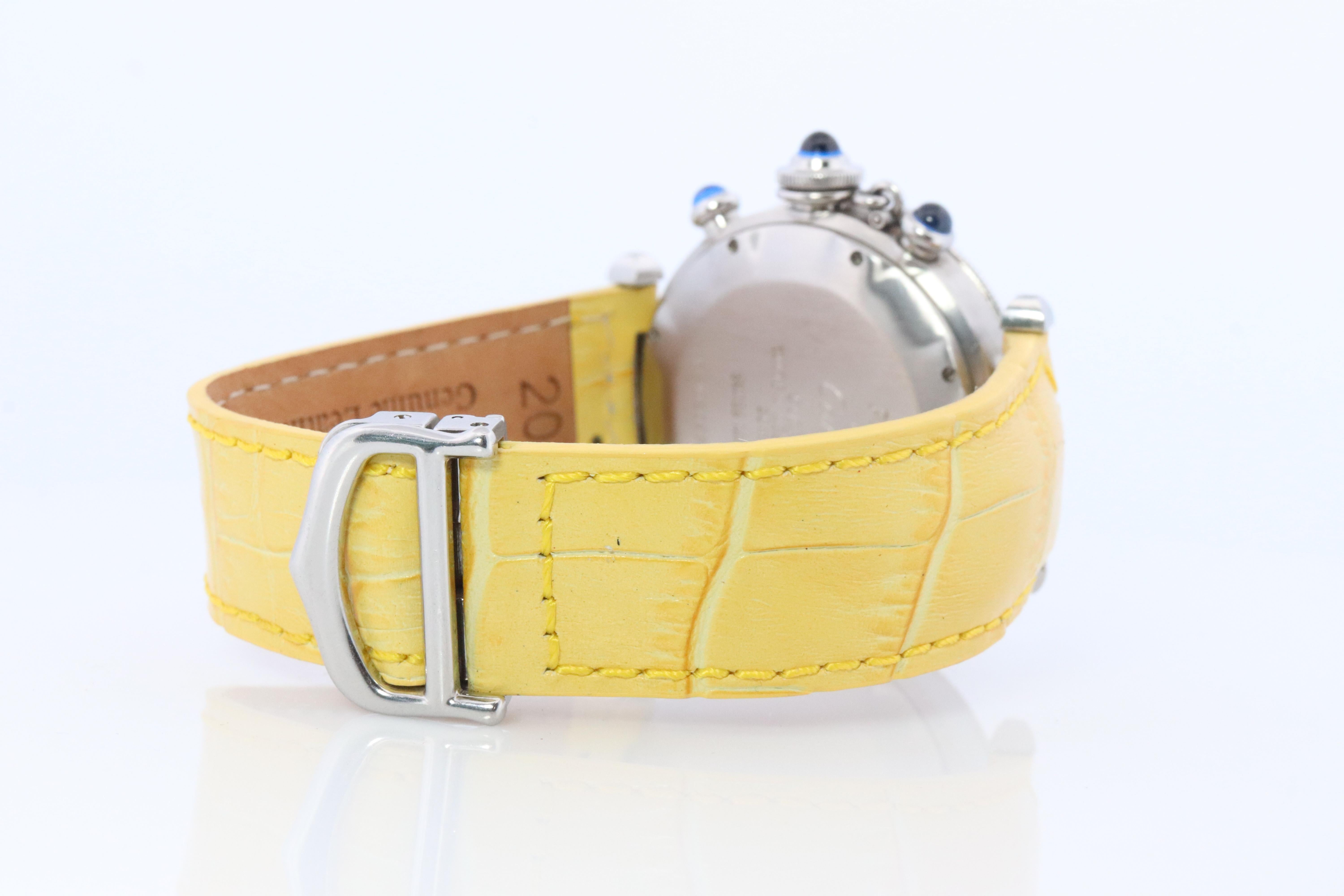 Vintage Cartier PASHA Cronógrafo 38mm. Rara esfera amarilla W3100355. en venta 4
