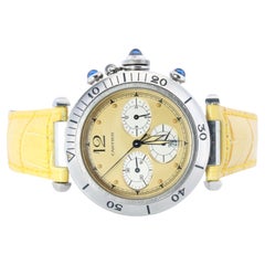Vintage Cartier PASHA 38mm Chronograph. Rare Yellow Dial W3100355.