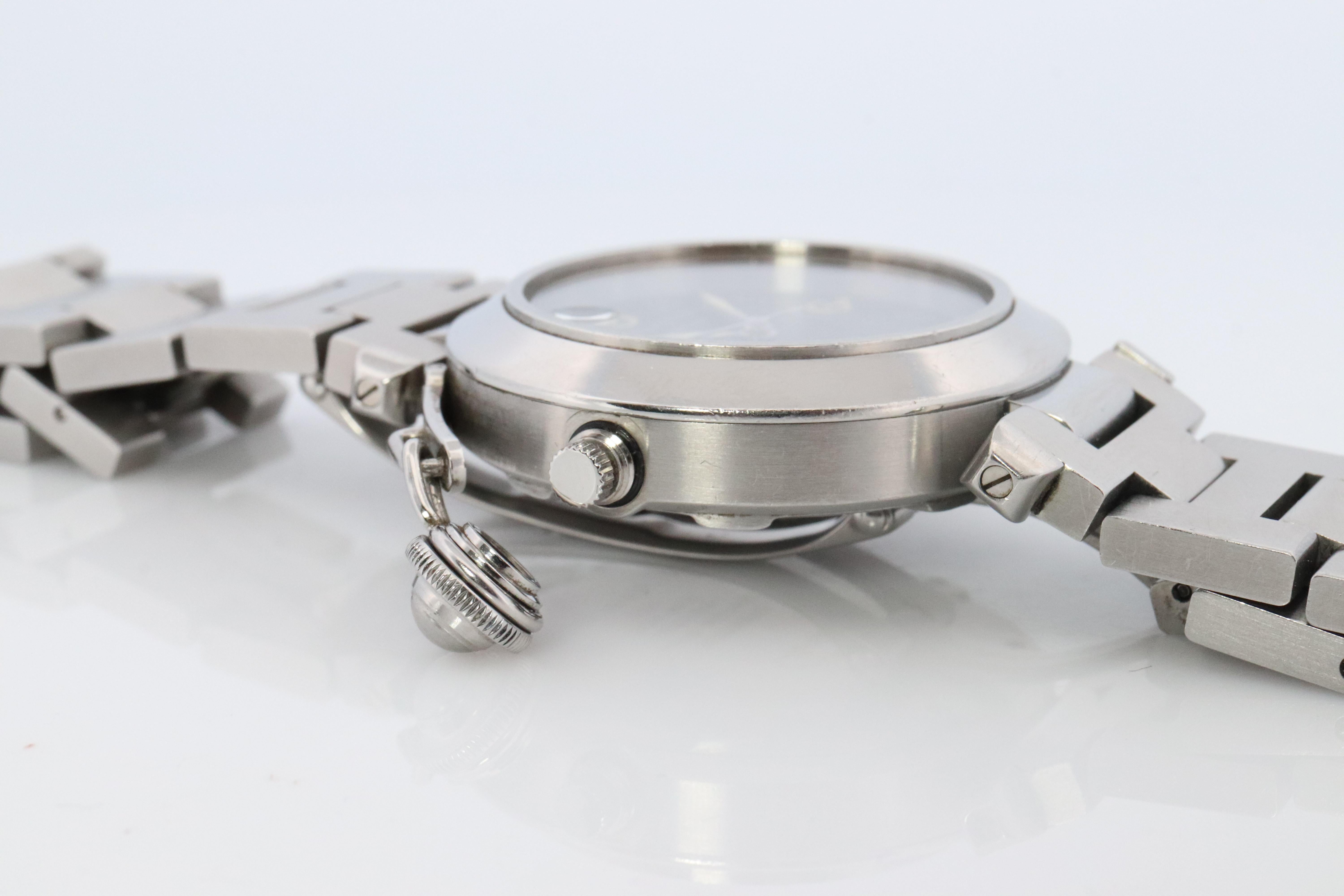 Vintage Cartier PASHA C Automatic 2324. Rare Black Dial W31043M7. For Sale 6