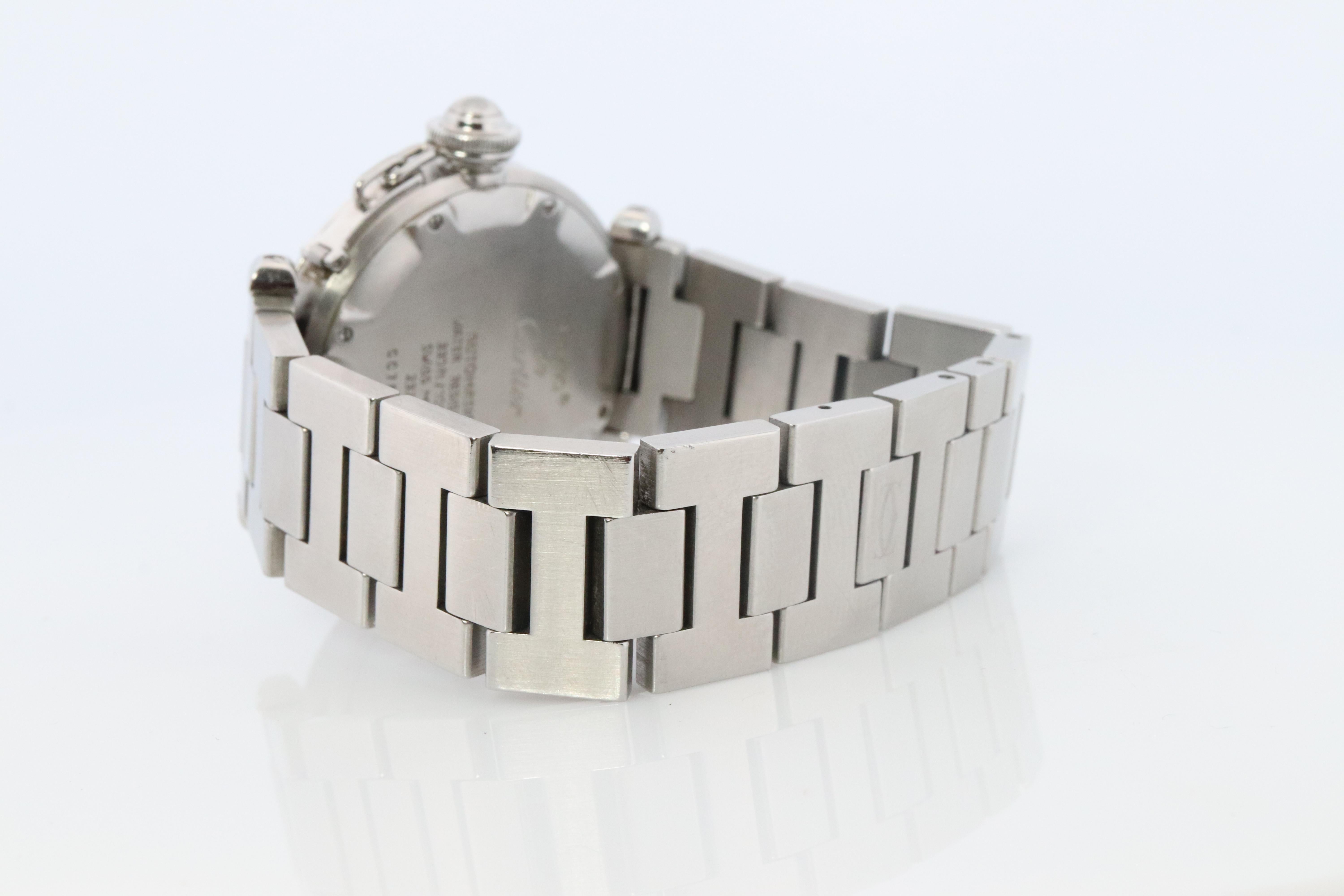 Vintage Cartier PASHA C Automatic 2324. Rare Black Dial W31043M7. For Sale 1