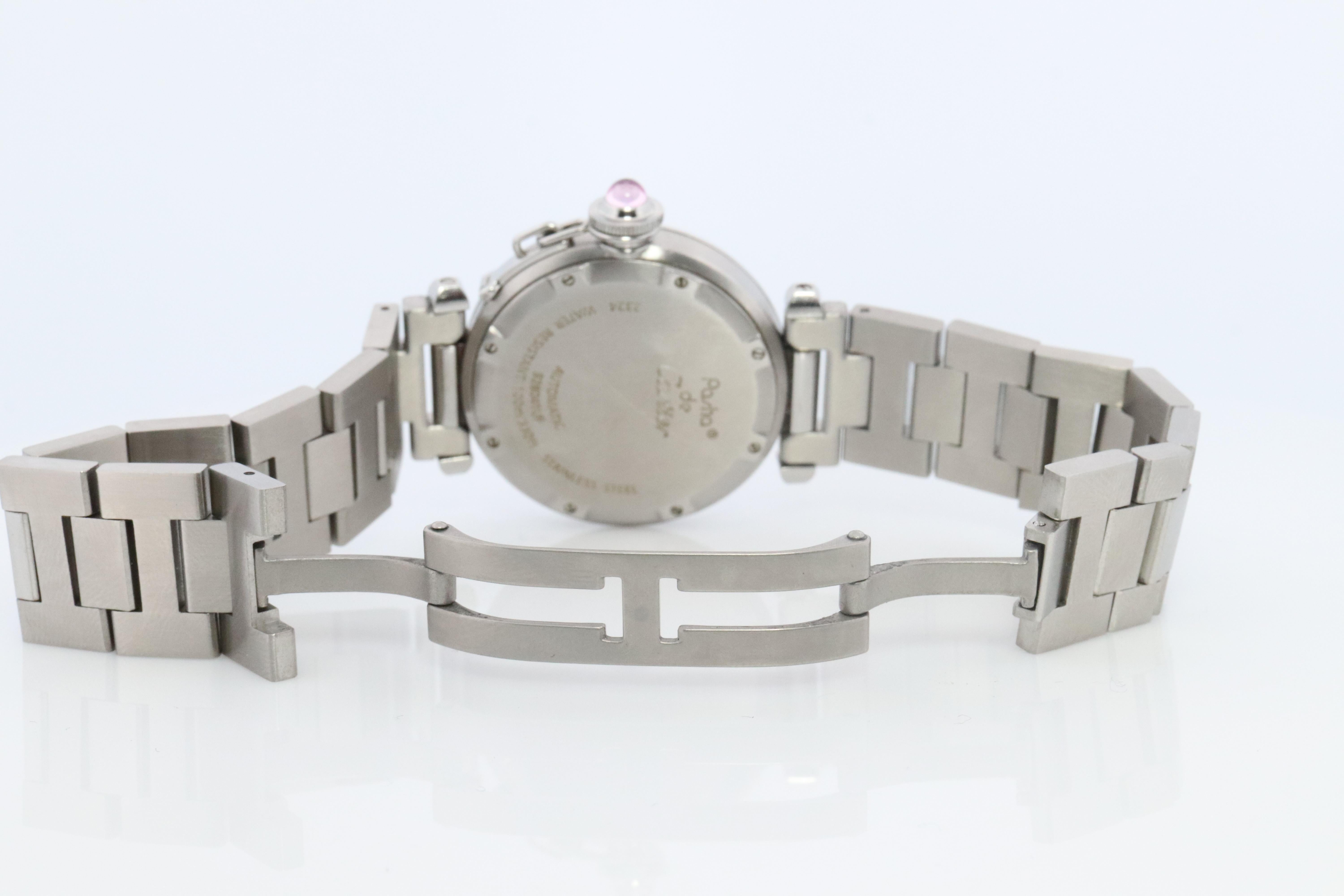 Vintage Cartier PASHA C Automatic 2324. Rare RED Cherry Bordeaux Dial. For Sale 2