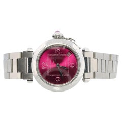 Vintage Cartier PASHA C Automatic 2324. Rare RED Cherry Bordeaux Dial.