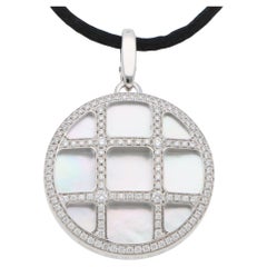 Vintage Cartier Pasha Mother of Pearl and Diamond Cord Necklace