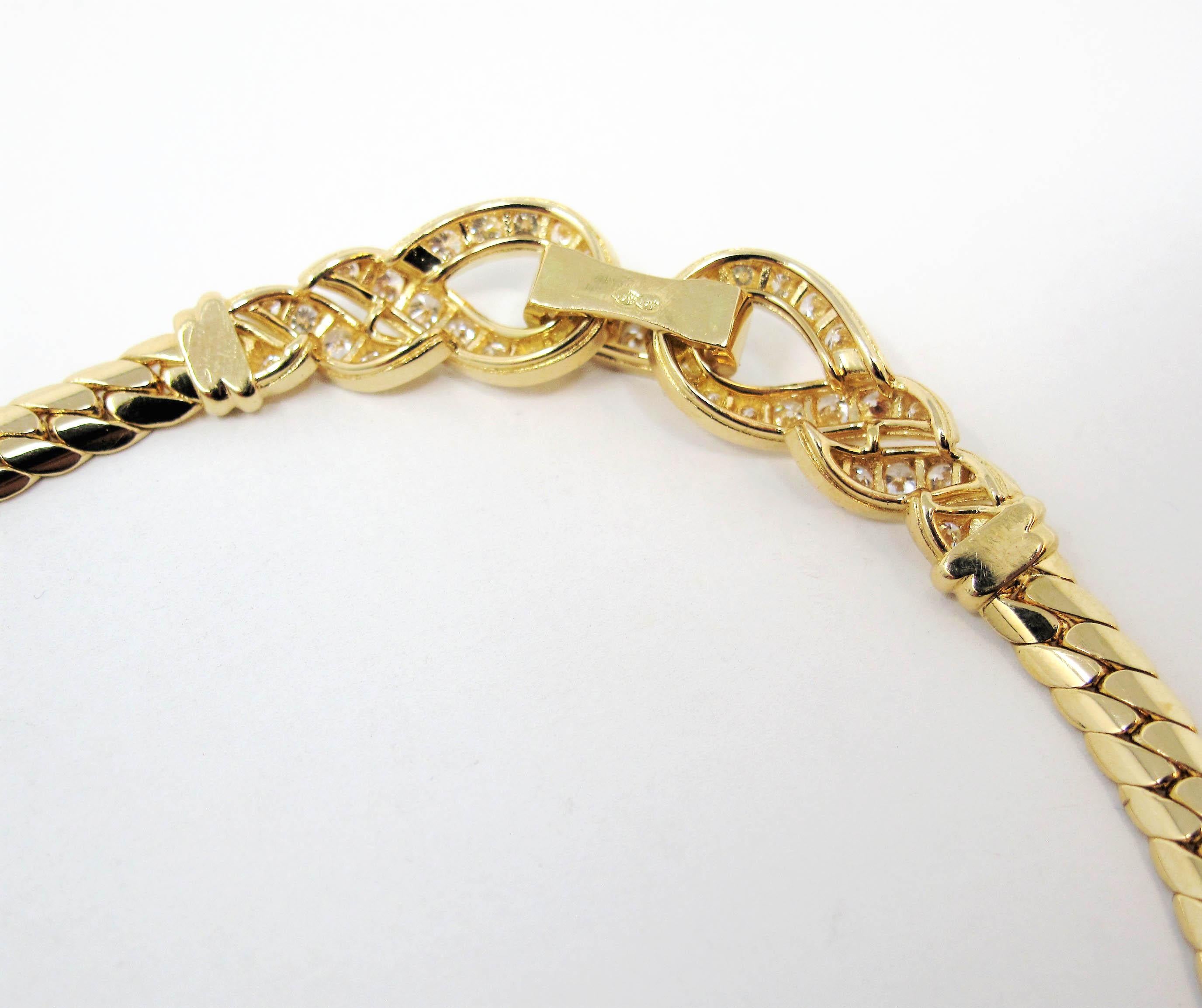 Women's Vintage Cartier Pavé Diamond 18 Karat Yellow Gold Collar Necklace