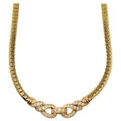Vintage Cartier Pavé Diamond 18 Karat Yellow Gold Collar Necklace