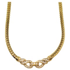 Vintage Cartier Pavé Diamant 18 Karat Gelbgold Kragen Halskette