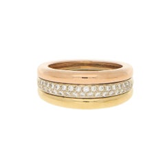Cartier 18k Tricolor Gold and Diamond Ring circa 1990, Size 54