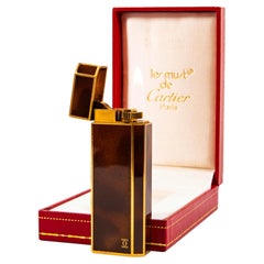Vintage Cartier Pentagon Lighter Brown Lacquered in Box 1980s