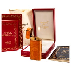 Vintage CARTIER Pentagon Mini Lighter Orange Marble Lacquered in Box 1980s
