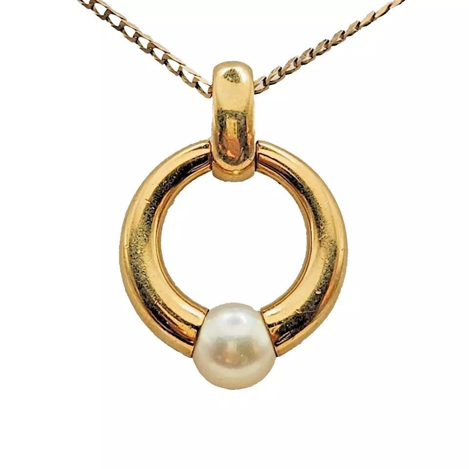Vintage Cartier Perla Collection Pearl Necklace Pendant in 18K Solid Yellow Gold In Good Condition For Sale In Kenley surrey, GB