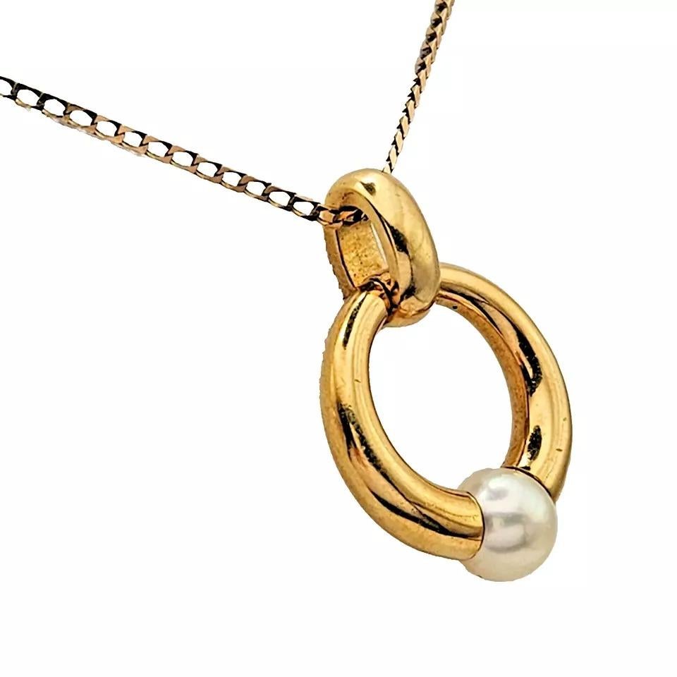 Women's or Men's Vintage Cartier Perla Collection Pearl Necklace Pendant in 18K Solid Yellow Gold For Sale