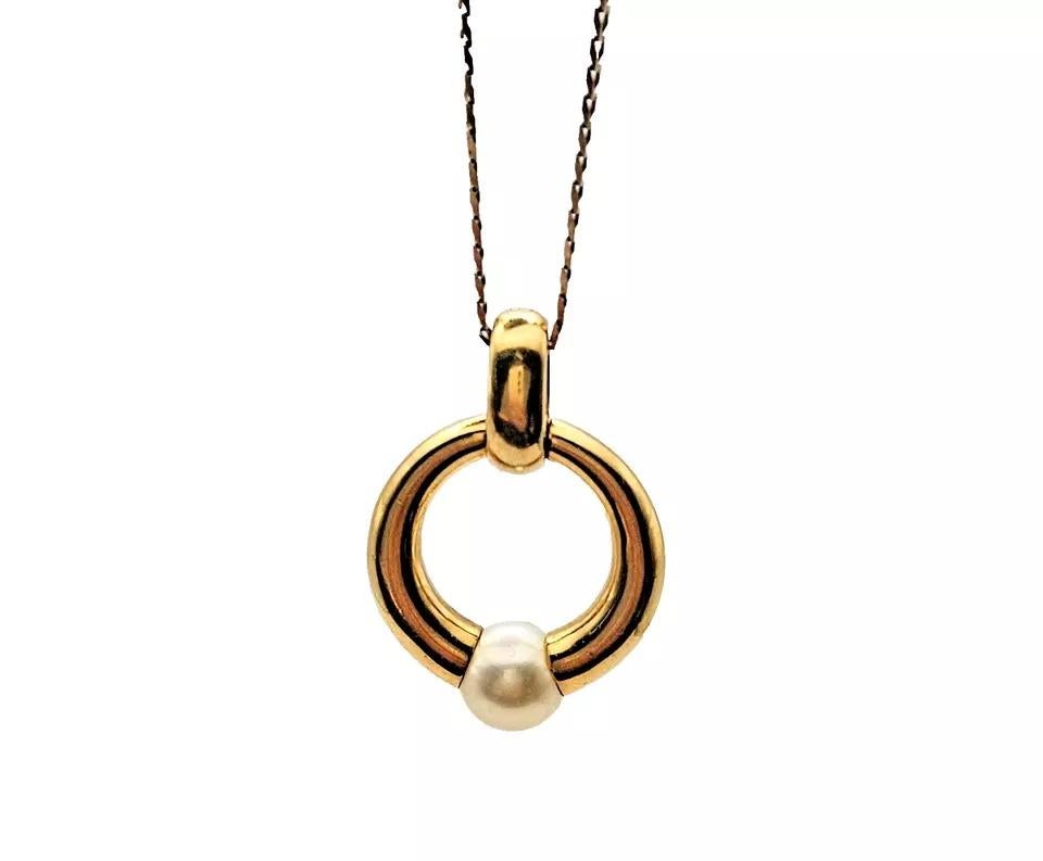Vintage Cartier Perla Collection Pearl Necklace Pendant in 18K Solid Yellow Gold For Sale 1