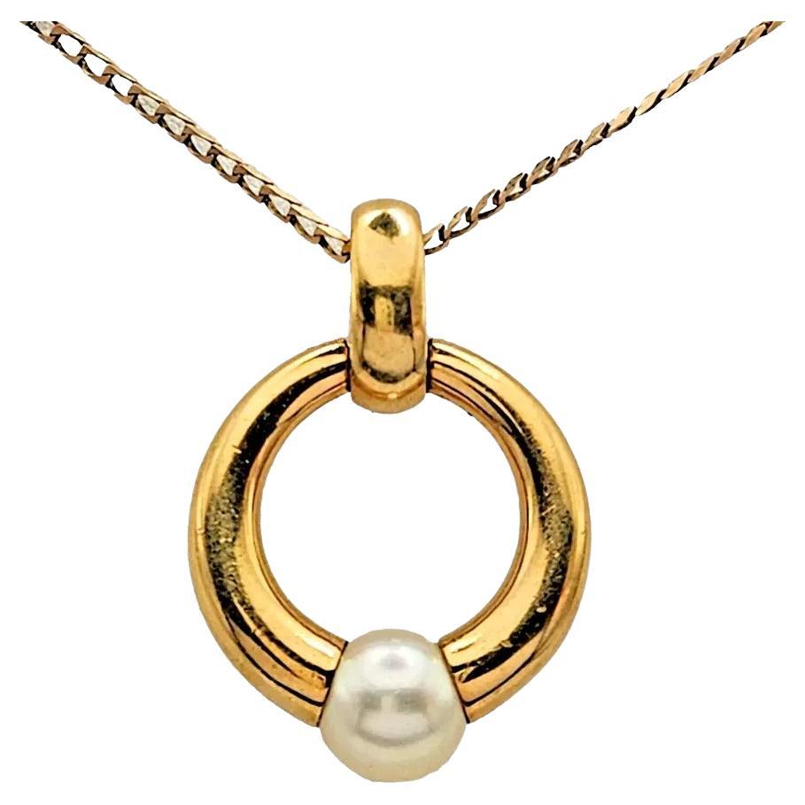 Vintage Cartier Perla Collection Pearl Necklace Pendant in 18K Solid Yellow Gold For Sale