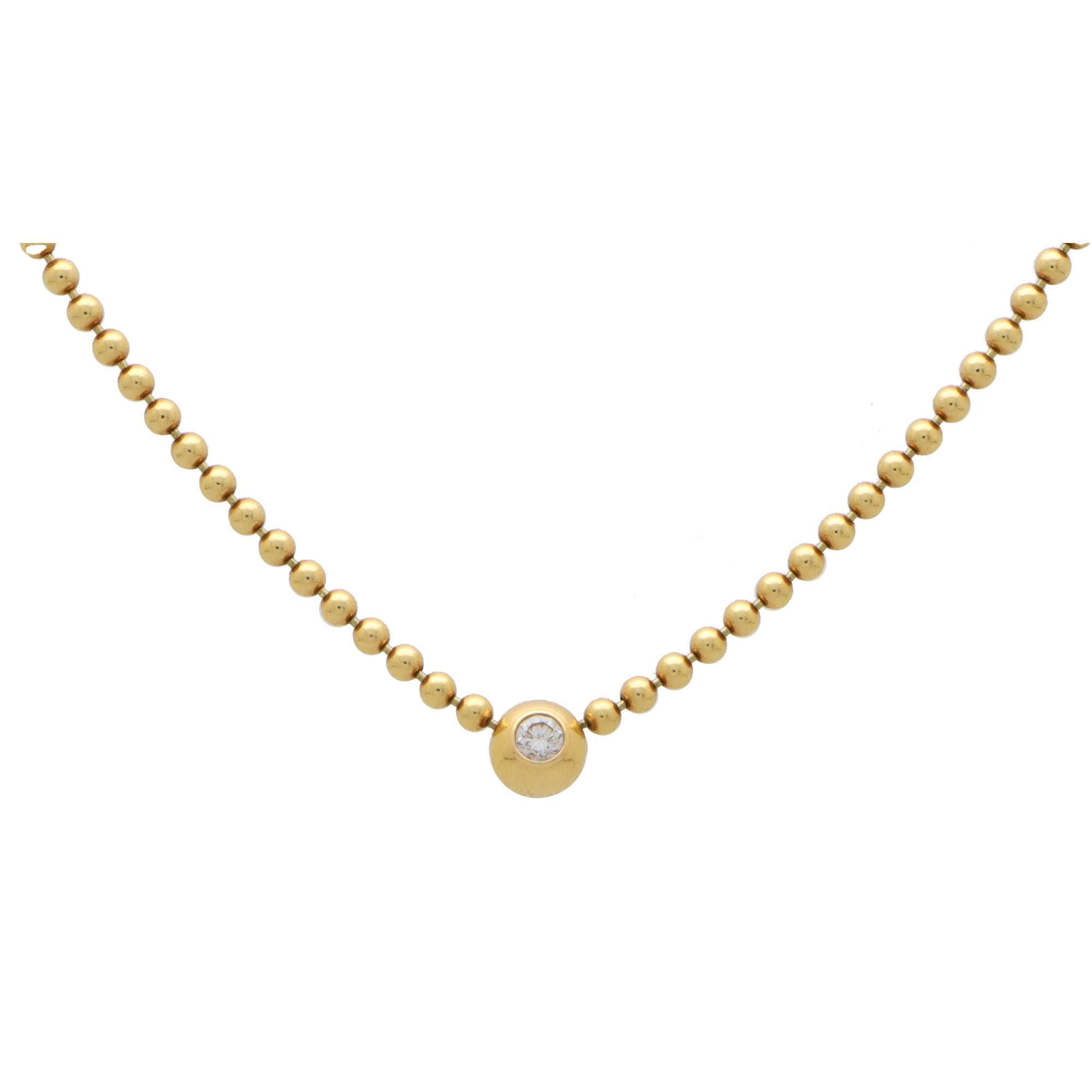 Modern Vintage Cartier 'Perles De Diamant' Diamond Necklace in 18k Yellow Gold