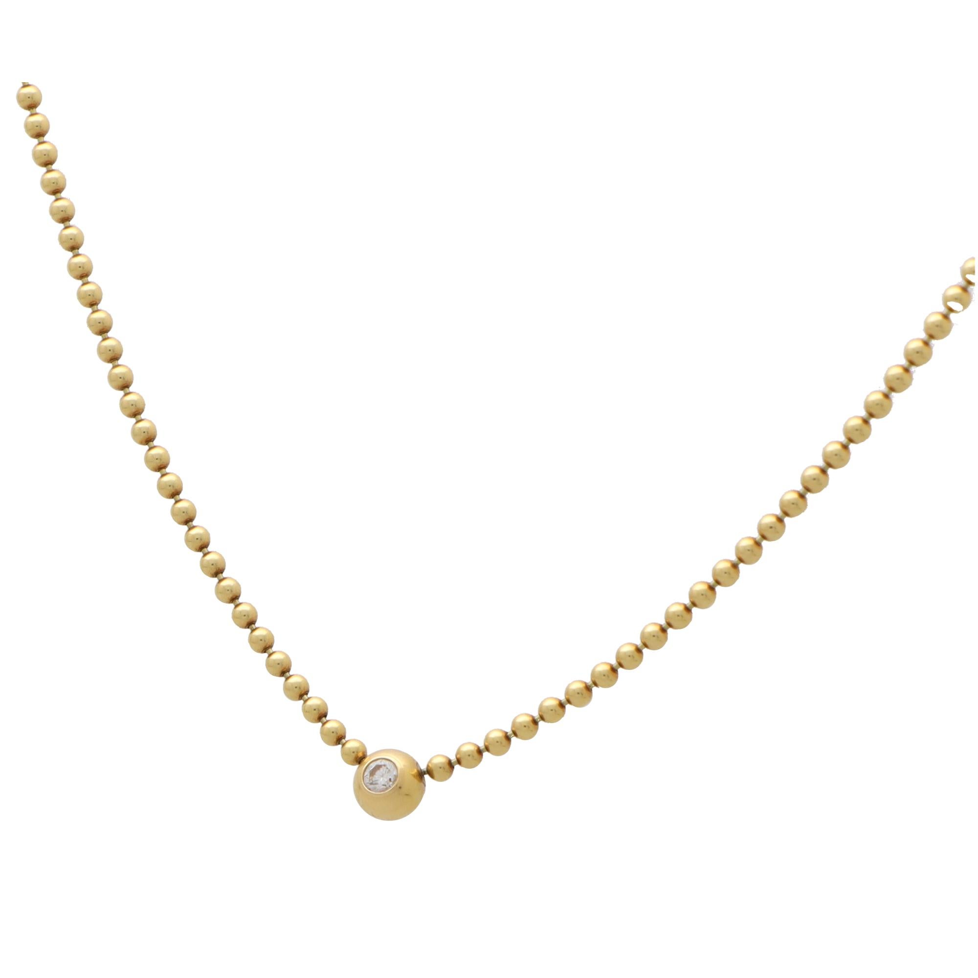 Round Cut Vintage Cartier 'Perles De Diamant' Diamond Necklace in 18k Yellow Gold