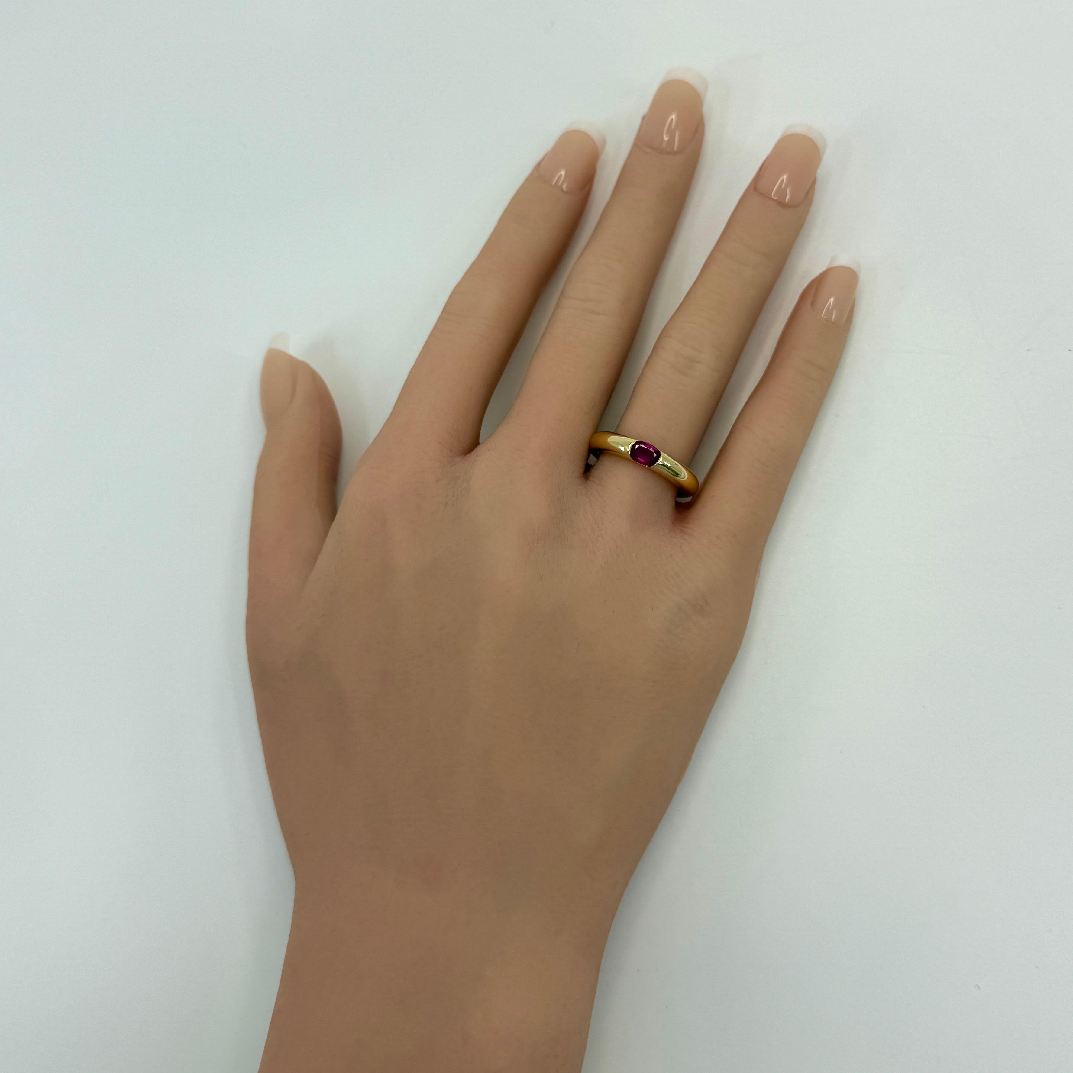 Vintage Cartier Pink Red Ruby Oval Cut 18k Yellow Gold Solitaire Ellipse Ring 50 For Sale 7
