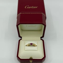 Vintage Cartier Pink Red Ruby Oval Cut 18k Yellow Gold Solitaire Ellipse Ring 50