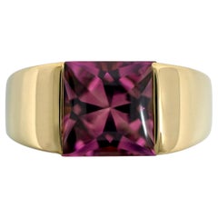 Vintage Cartier Rosa Rubellit Turmalin Cushion 18k Gelbgold Tank Ring 48