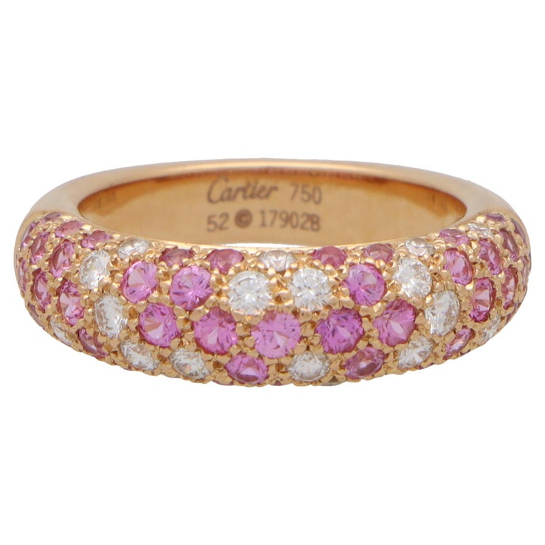 Cartier Bague Mimi vintage en or rose 18 carats avec saphir rose et  diamants - En vente sur 1stDibs
