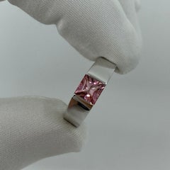 Vintage Cartier Pink Tourmaline 18 Karat White Gold Tank Band Ring