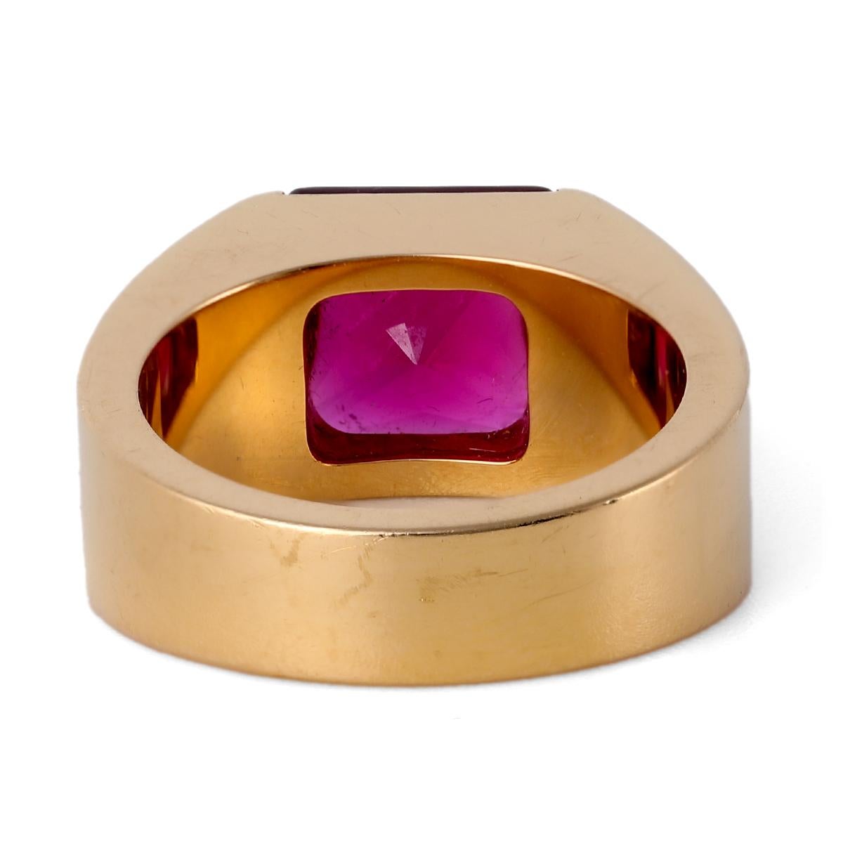Vintage Cartier Pink Tourmaline 18k Yellow Gold Solitaire Ring 1