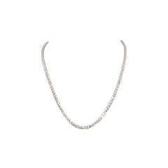 Retro Cartier Platinum 3 Prong Tennis Style Riviere Necklace 14.07 Carat