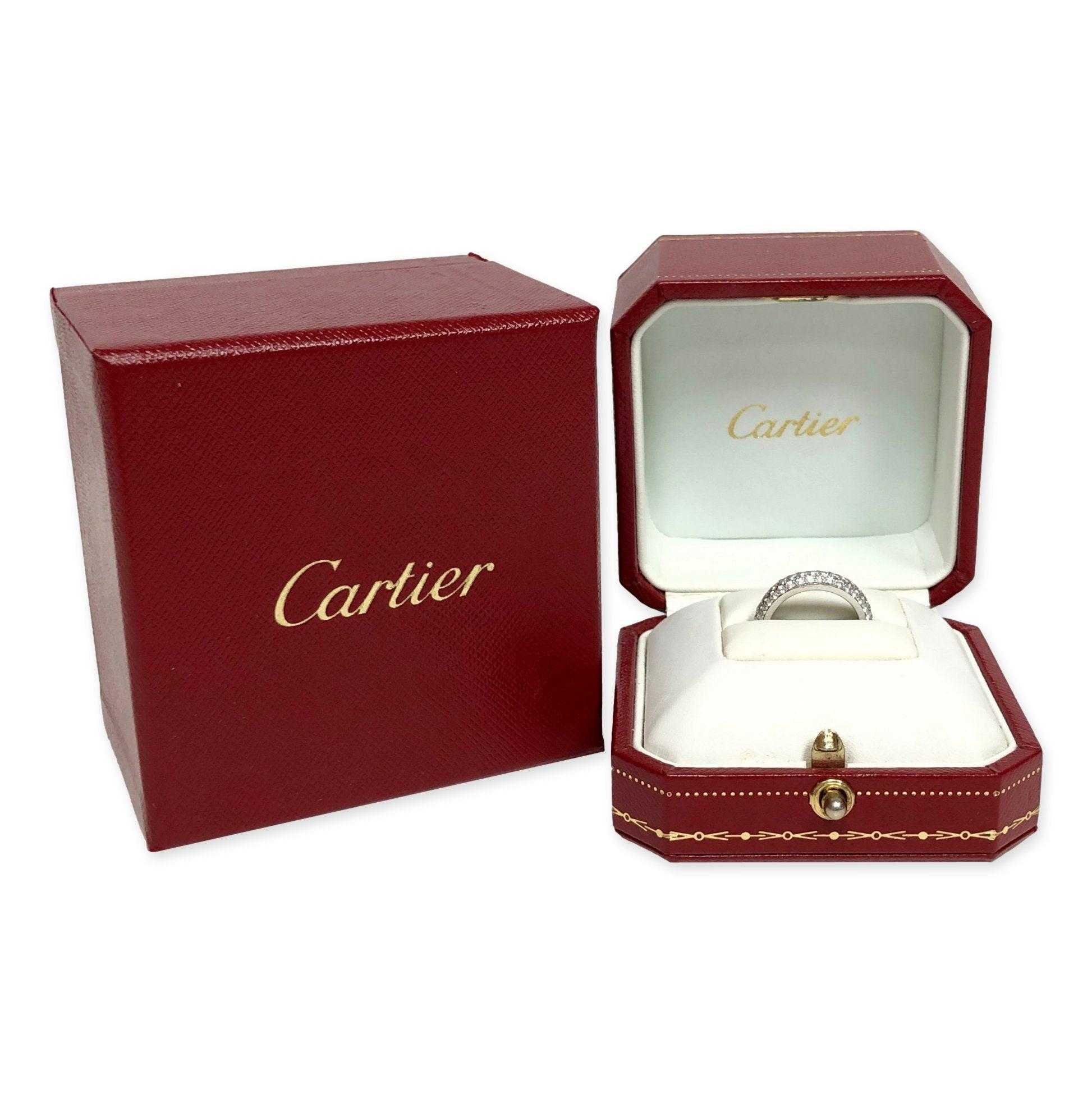 Vintage Cartier Platinum 3 Row Pave Diamond Eternity Domed Band Size 4  1.36 Ct. For Sale 1