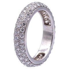Cartier d'epoca in platino con 3 file di diamanti eternità a cupola misura 4  1,36 Ct.