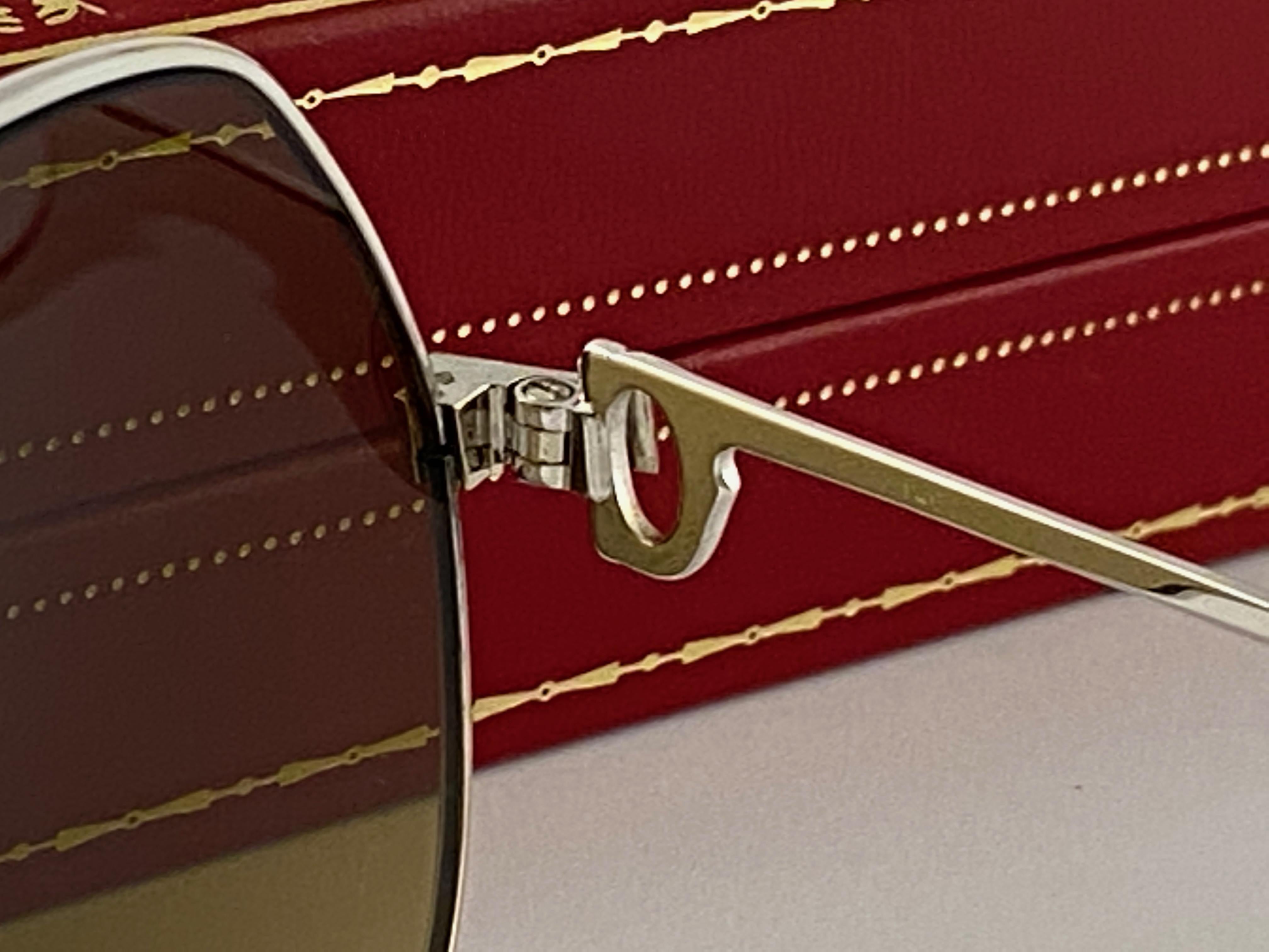 Vintage Cartier Platino 62mm Vendome Oro Espejo Gafas de sol Francia 18k 1983 en Excelente estado para la venta en Baleares, Baleares