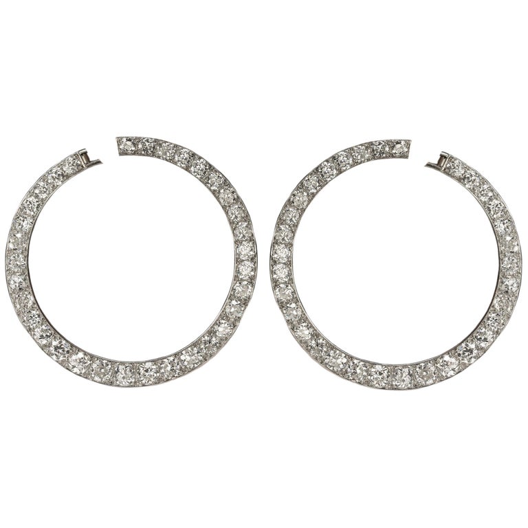 Vintage Cartier Platinum and Diamond Earrings at 1stdibs
