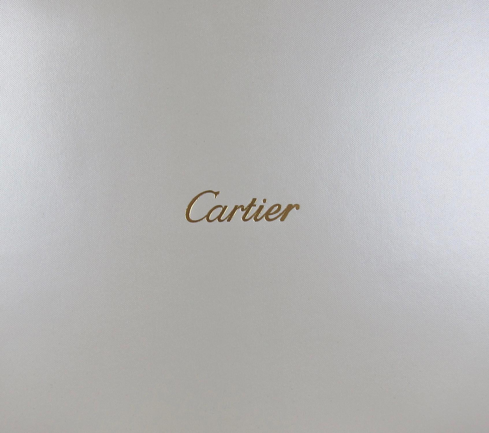 French Vintage Cartier Polished Pewter Silver Tray with Original Red Box
