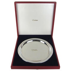Vintage Cartier Polished Pewter Tray with Original Red Presentation Box