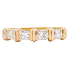 Vintage Cartier Prinzessinnenschliff Diamant 18k Tri Color Contessa Band Ring