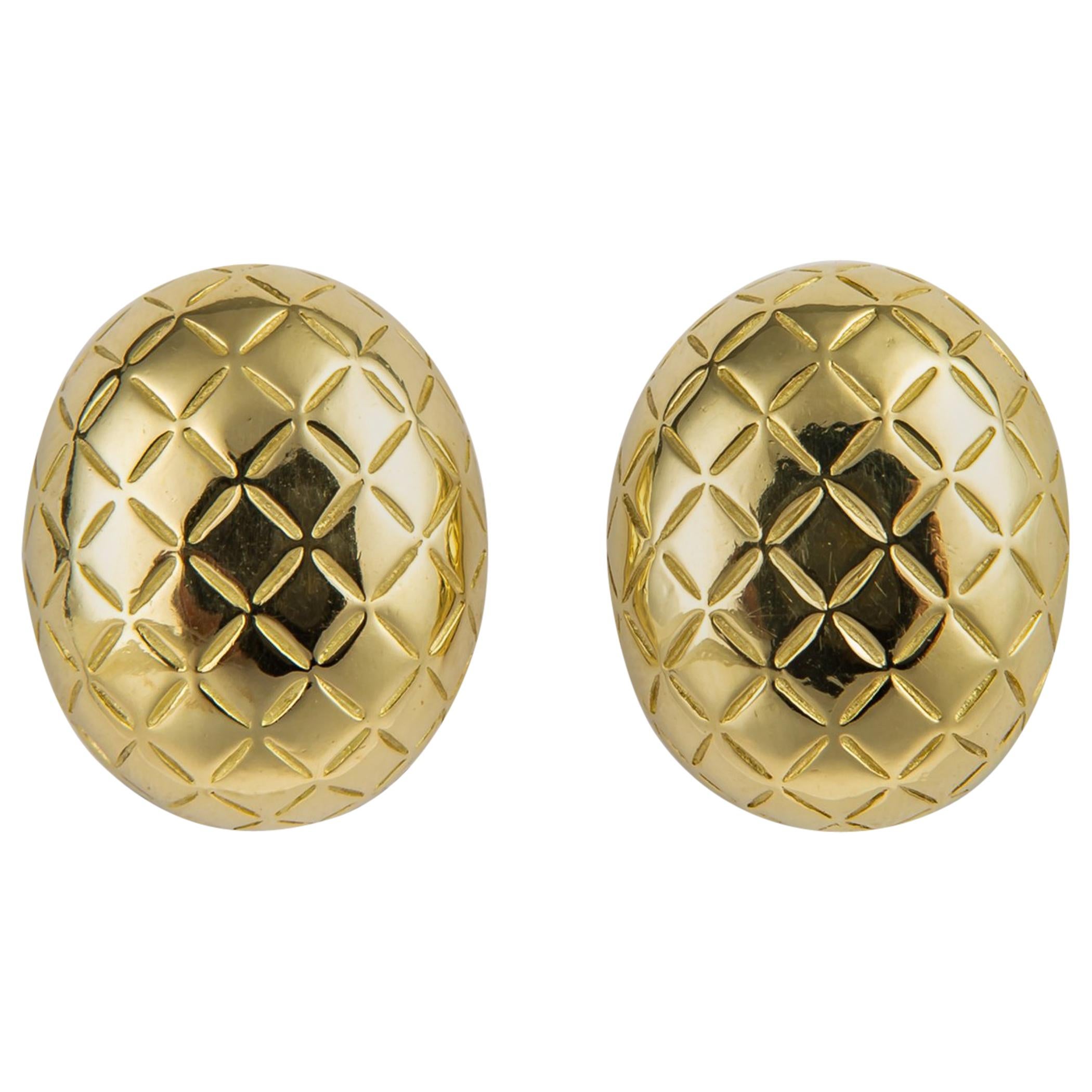 Vintage Cartier Quilted Gold Earrings