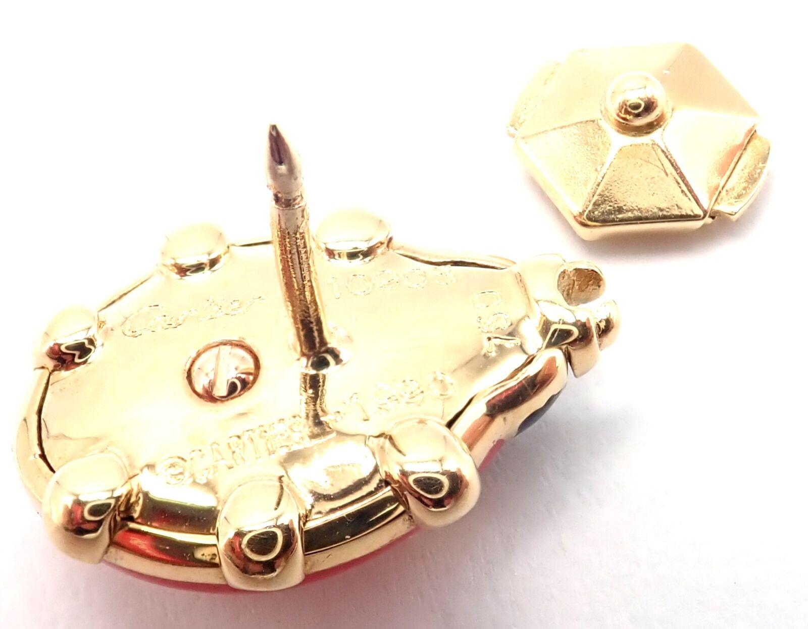 Women's or Men's Vintage Cartier Red Enamel Ladybug Yellow Gold Pin Clip For Sale
