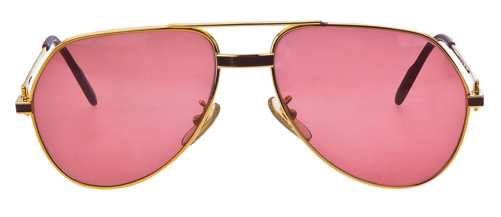 Classic Cartier Red Laque De Shine Sunglasses With Rose Colored Lens.

SZ 59 14

Lens 60mm wide, Bridge 18mm wide, Arms 131mm long
