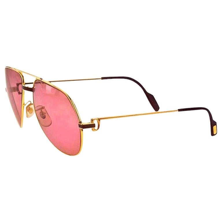 Vintage Cartier RED Laque De Chine Sunglasses For Sale