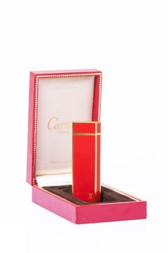 Encendedor Rojo Vintage Cartier Con Caja Original