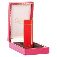 Encendedor Rojo Vintage Cartier Con Caja Original