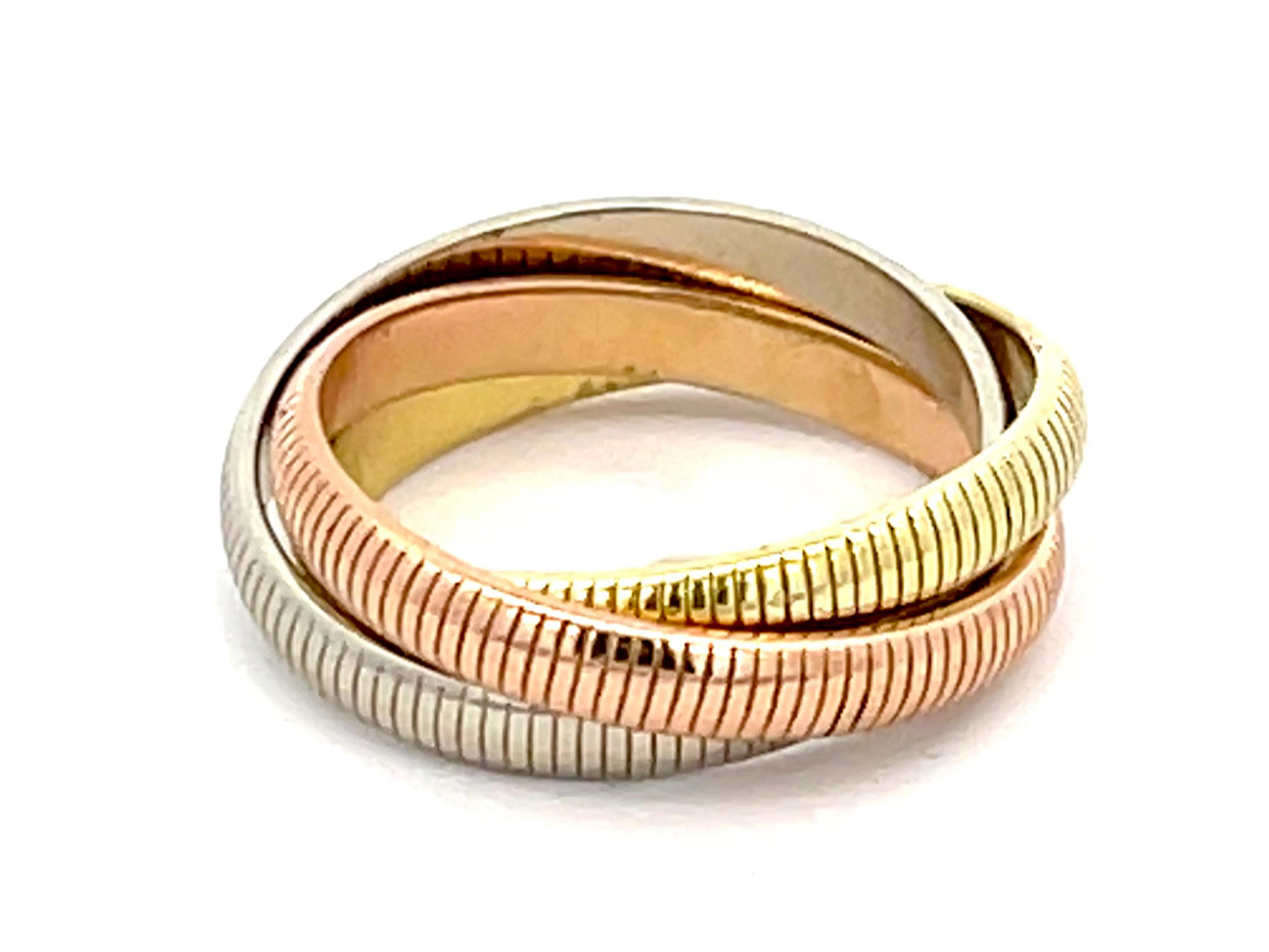 Vintage Cartier Ribbed Trinity Ring in 18k Gold 1