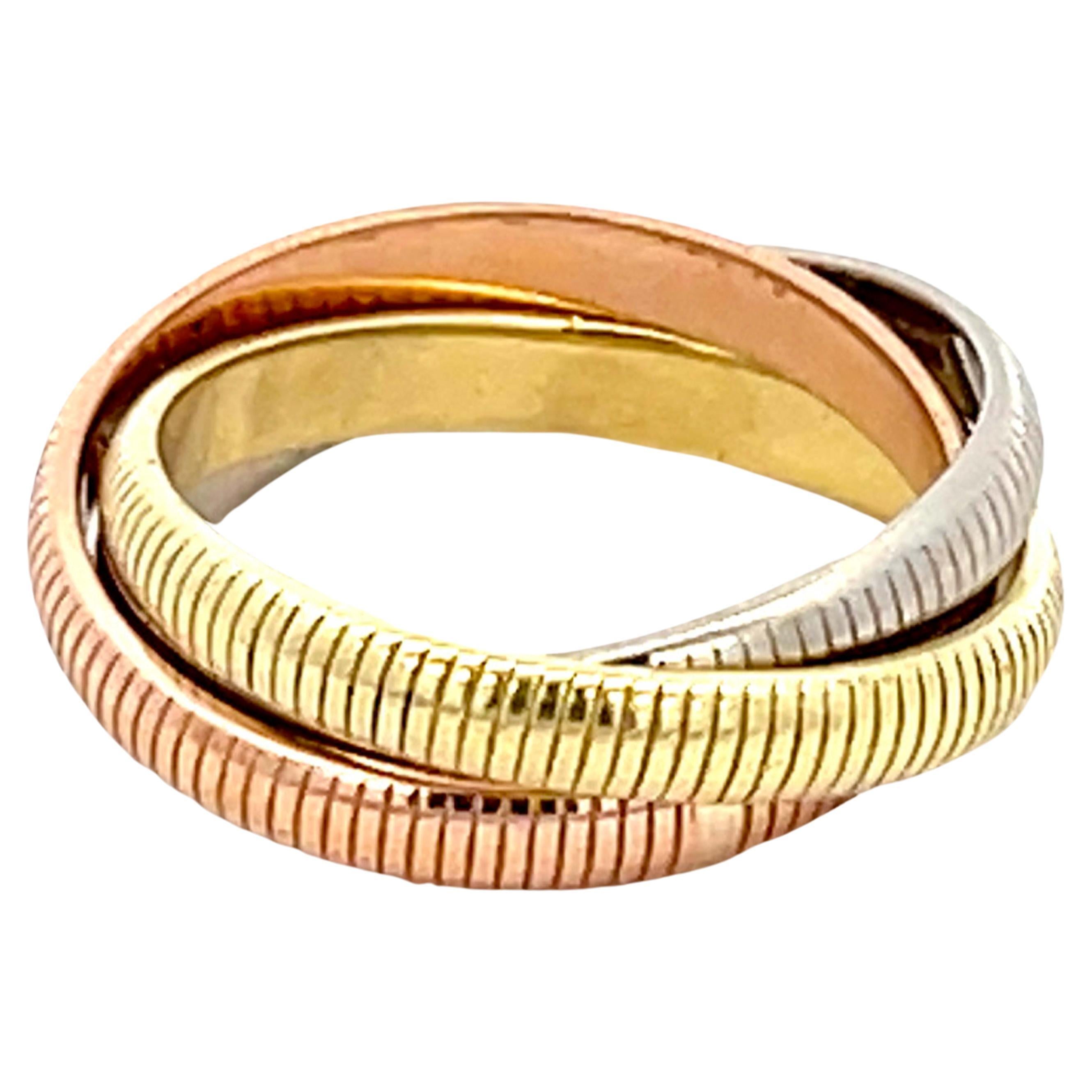 Vintage Cartier Ribbed Trinity Ring in 18k Gold