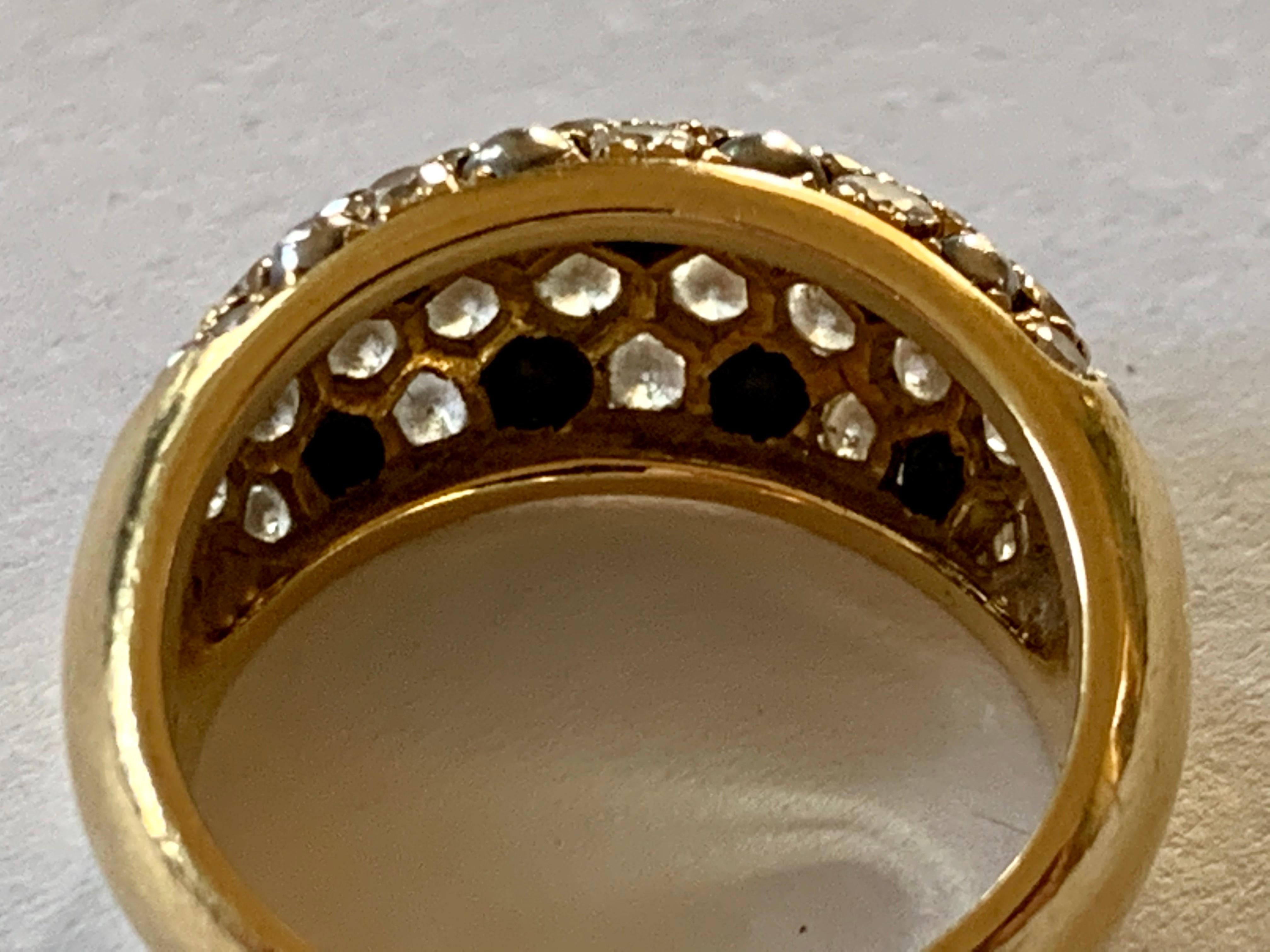 Contemporary Vintage Cartier Ring 18 Karat Yellow Gold Diamond Pave Band Ring