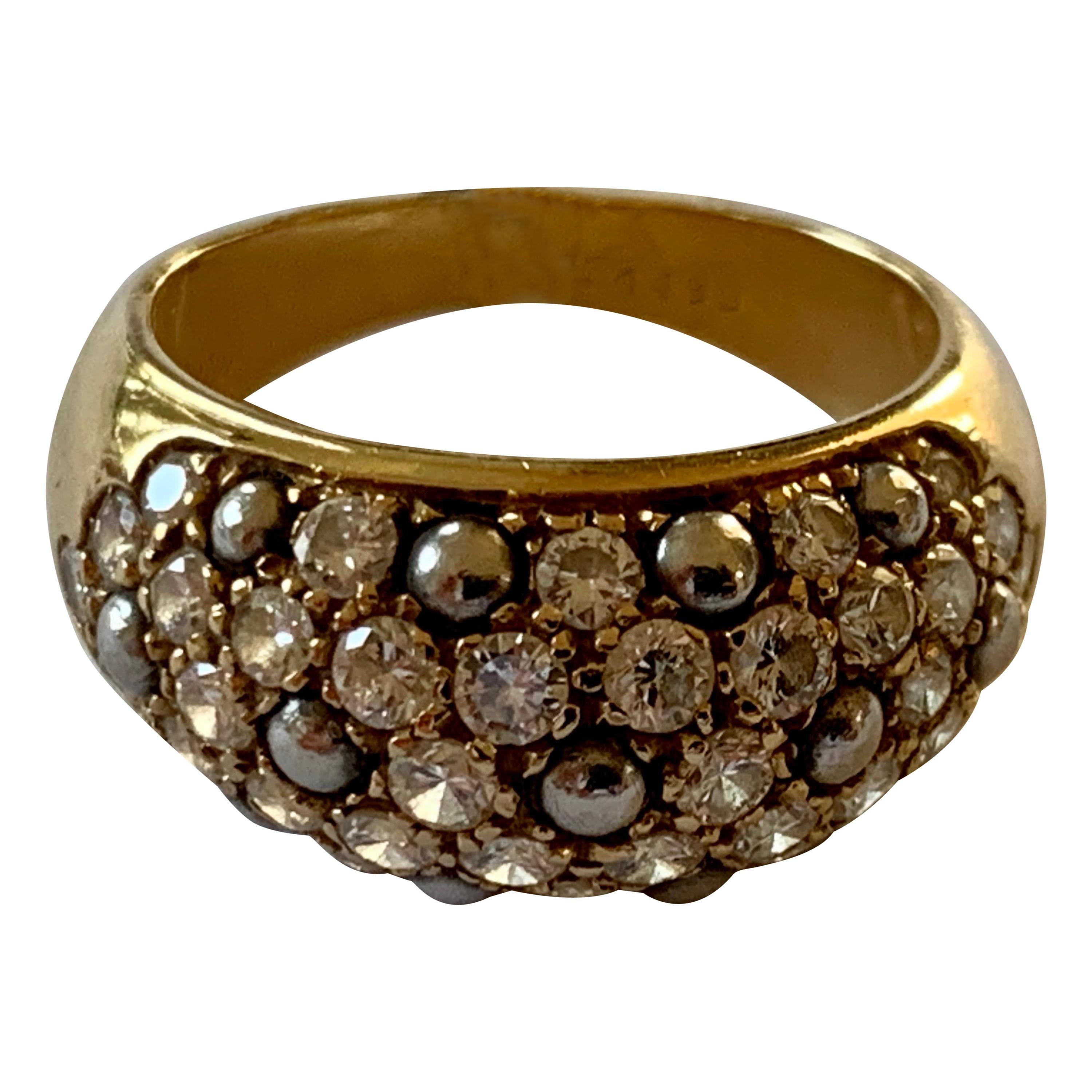 Vintage Cartier Ring 18 Karat Yellow Gold Diamond Pave Band Ring