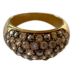 Vintage Cartier Ring 18 Karat Yellow Gold Diamond Pave Band Ring