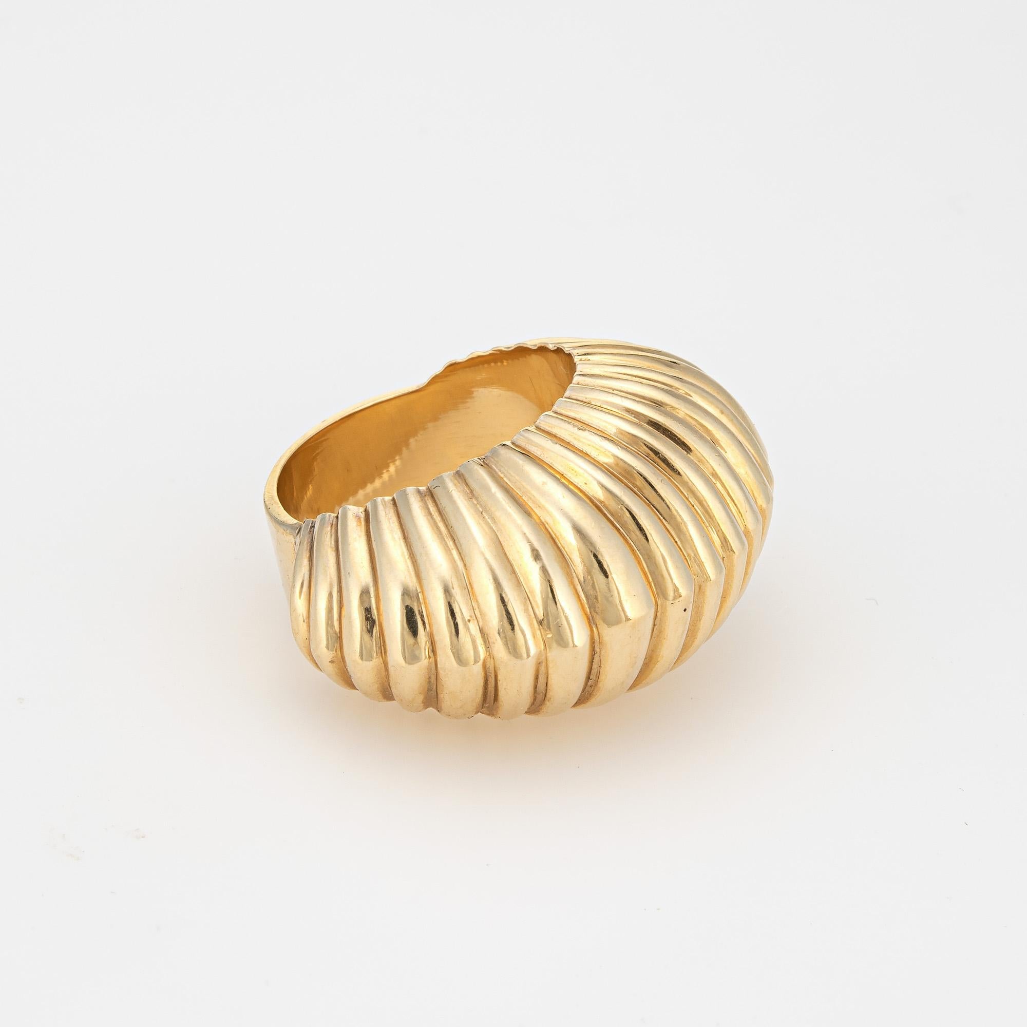 Retro Vintage Cartier Ring c1945 Bombe Fluted Dome 14k Gold Sz 5.75 Shell Jewelry    For Sale