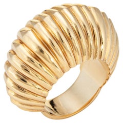 Retro Cartier Ring c1945 Bombe Fluted Dome 14k Gold Sz 5.75 Shell Jewelry   