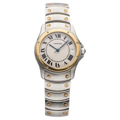 Vintage Cartier Rondo Runde Ref 1920-1 90er Jahre Automatik Weiß Römische Ziffern Zifferblatt